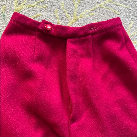 Vintage 1960s Lined fuchsia wool high waisted pants - Picture 2 of 5